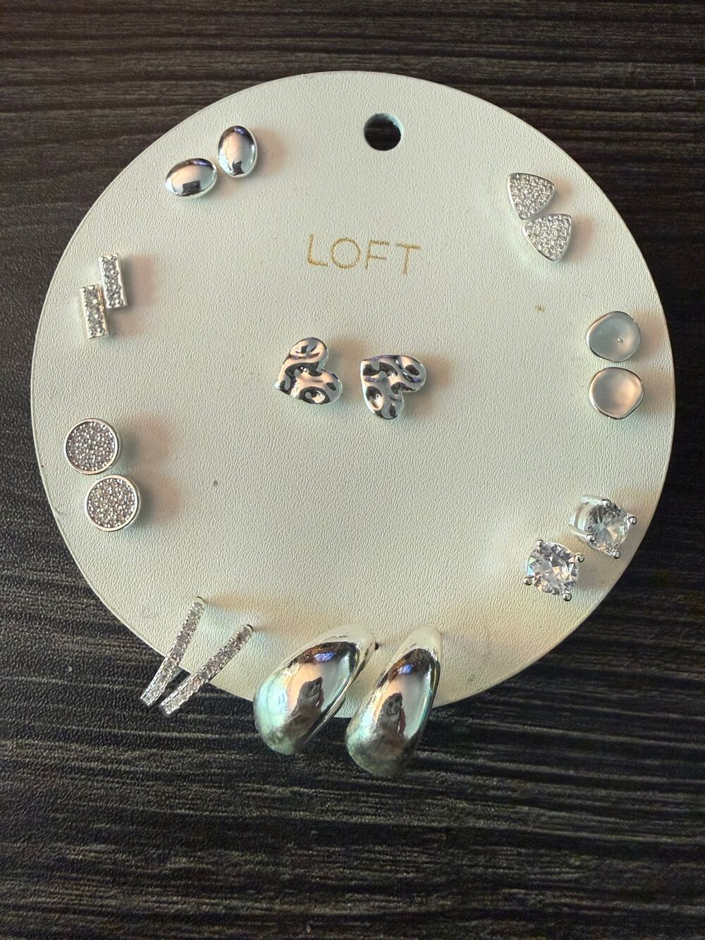 LOFT Silver Tone Mix Stud & Huggie Earring Multipack Set NWT